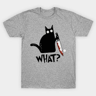 Cat What? Murderous Black Cat With Knife Gift Premium T-Shirt Classic T-Shirt T-Shirt